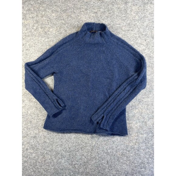 Cullen 100% Cashmere Sweater Women’s Large Blue Pullover Mock Neck Soft‎ Cozy - Picture 1 of 8